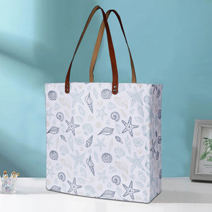 Cotton Canvas Ocean Shells Digital Printed Shopping Tote Bags