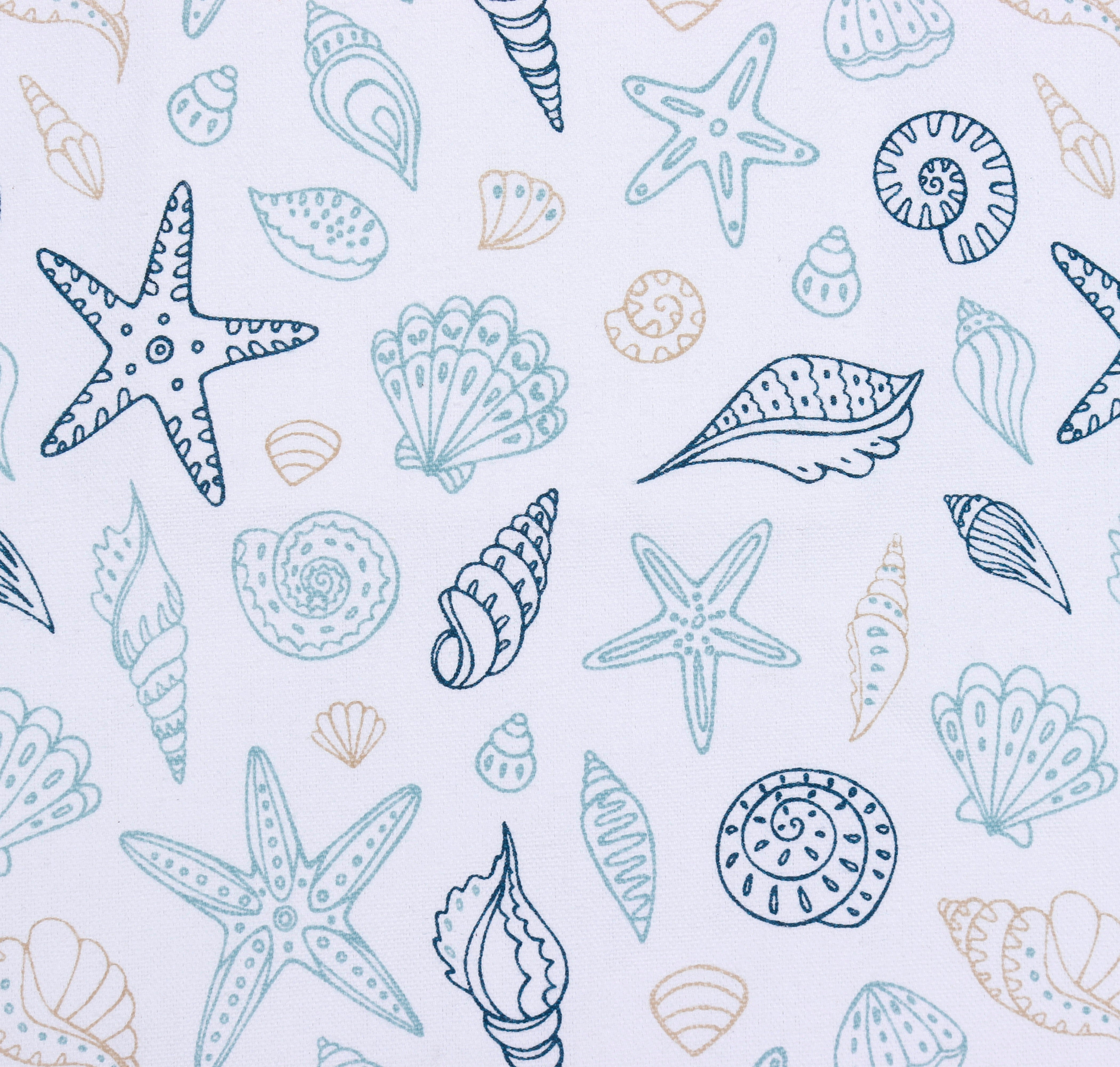 Cotton Canvas Ocean Shells Digital Printed Shopping Tote Bags