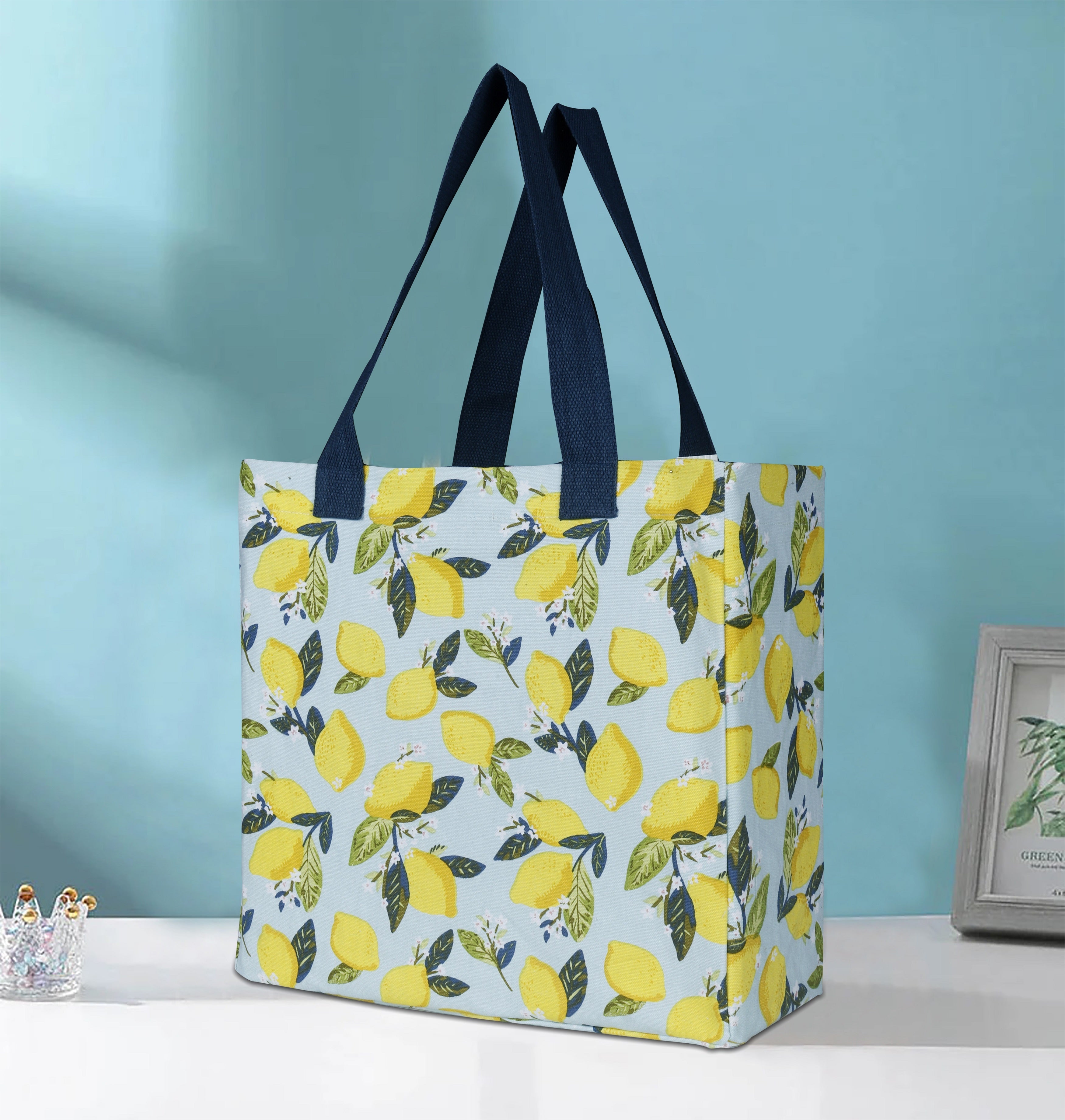 Cotton Canvas Citrus Twist Digital Printed Shopping Tote Bags