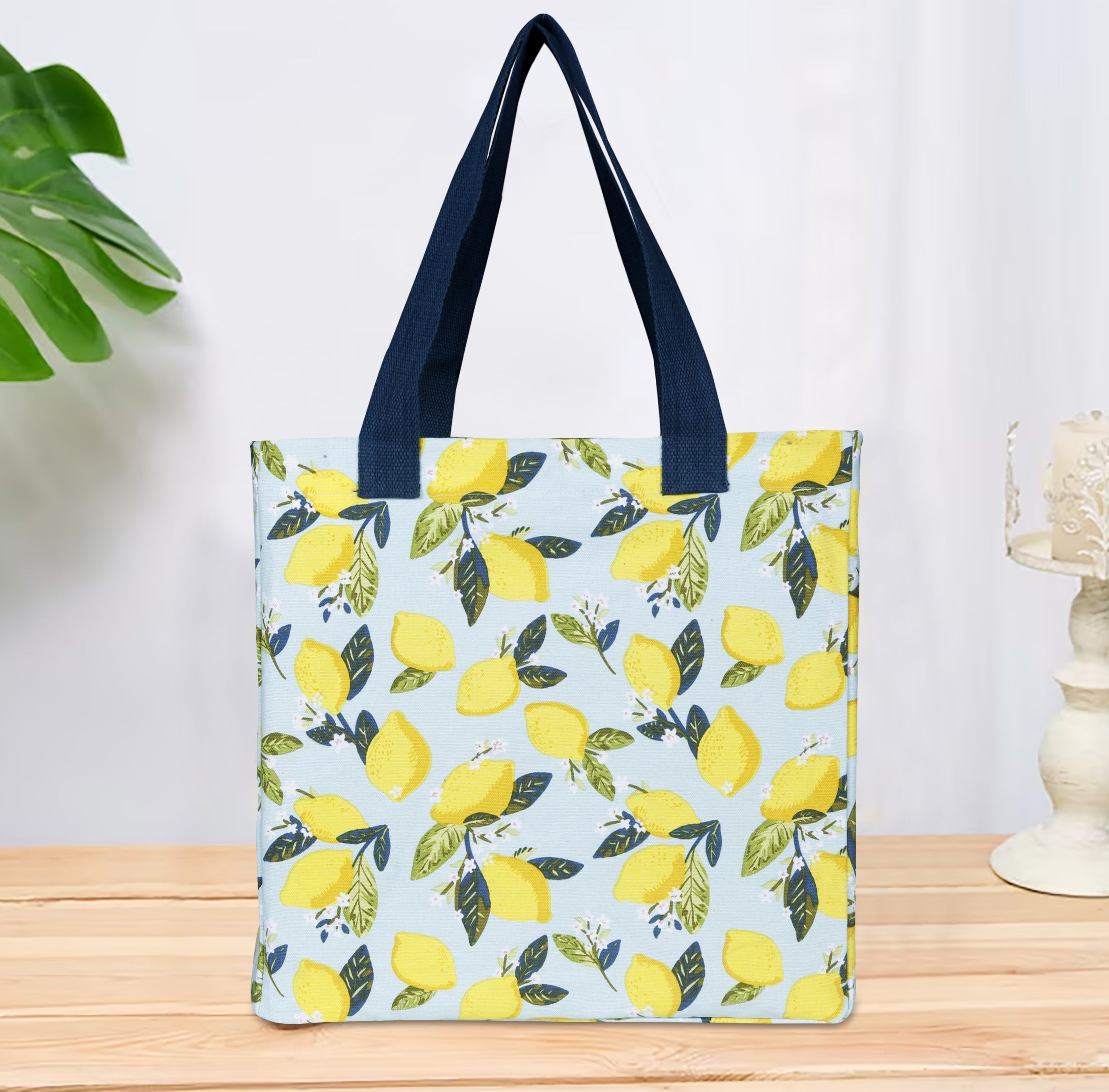 Cotton Canvas Citrus Twist Digital Printed Shopping Tote Bags