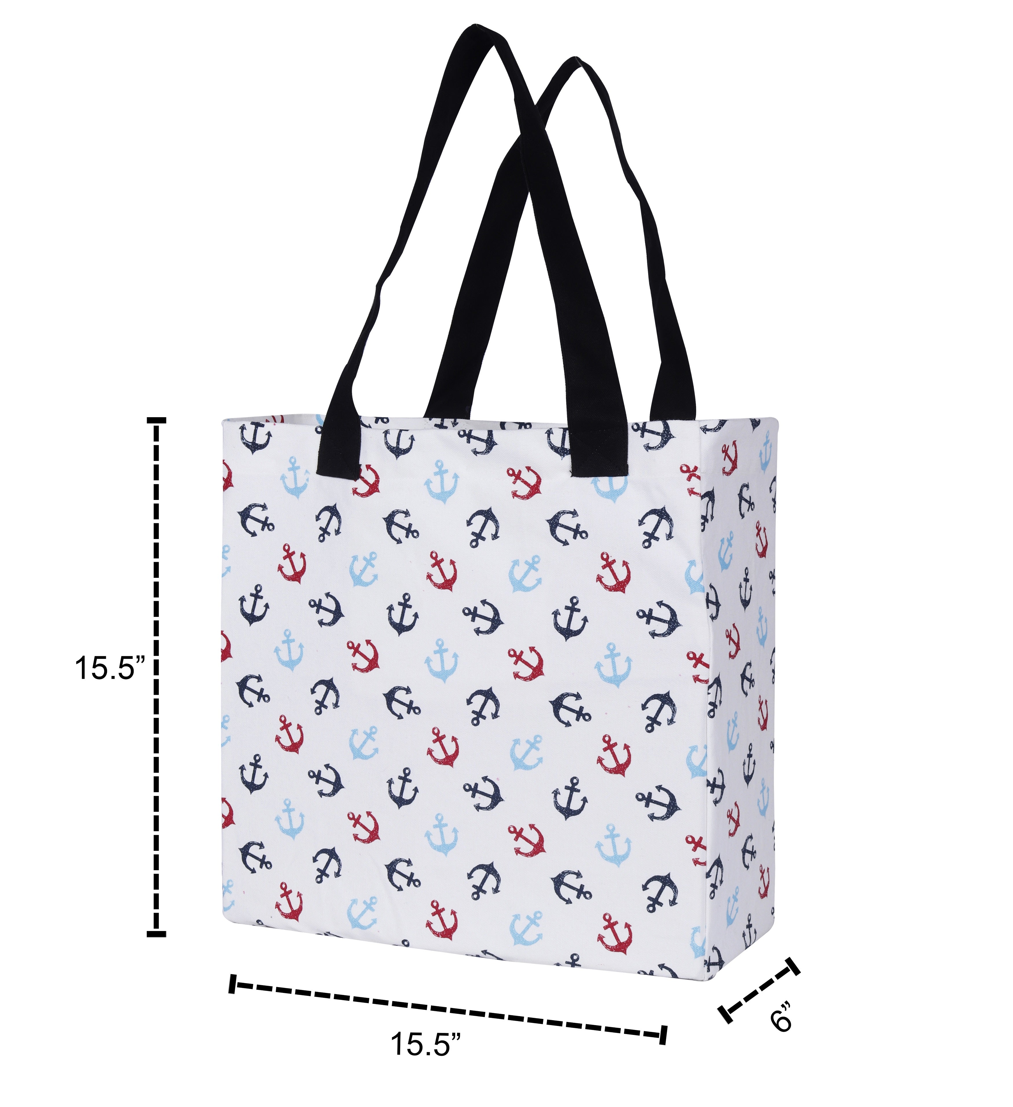 Cotton Canvas Anchors Digital Printed Shopping Tote Bags