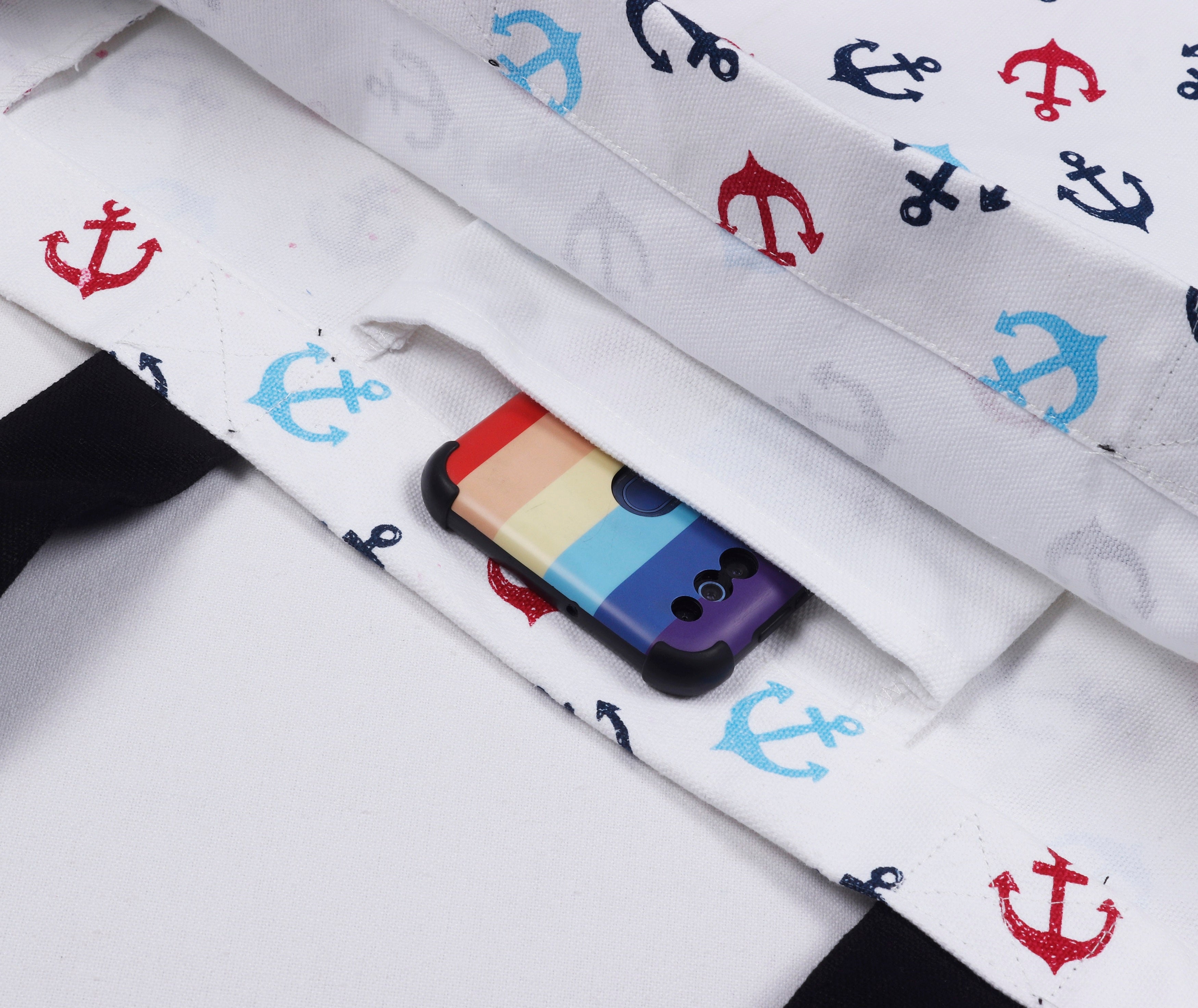 Cotton Canvas Anchors Digital Printed Shopping Tote Bags