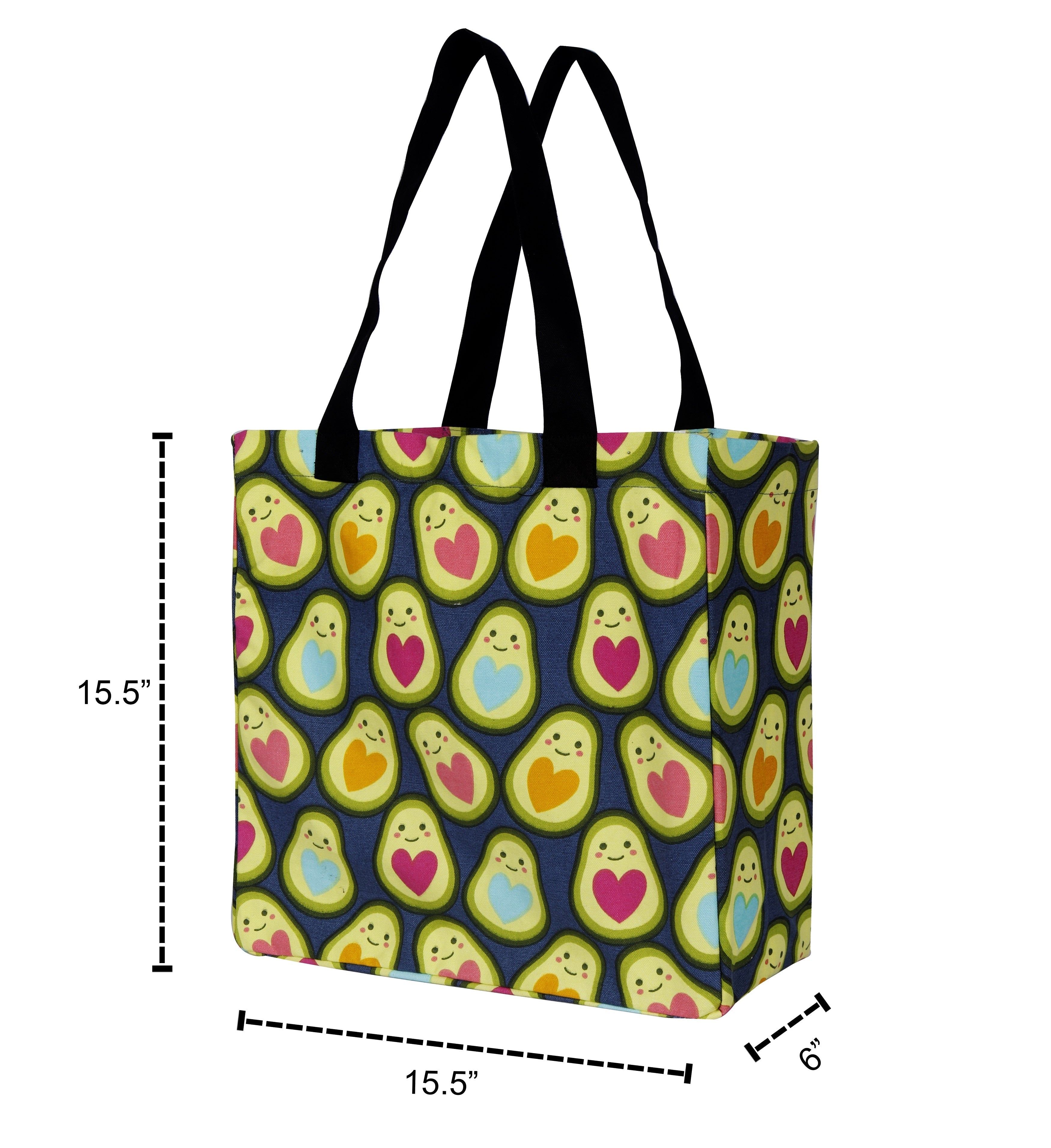 Cotton Canvas Avocado Vibe Digital Printed Shopping Tote Bags