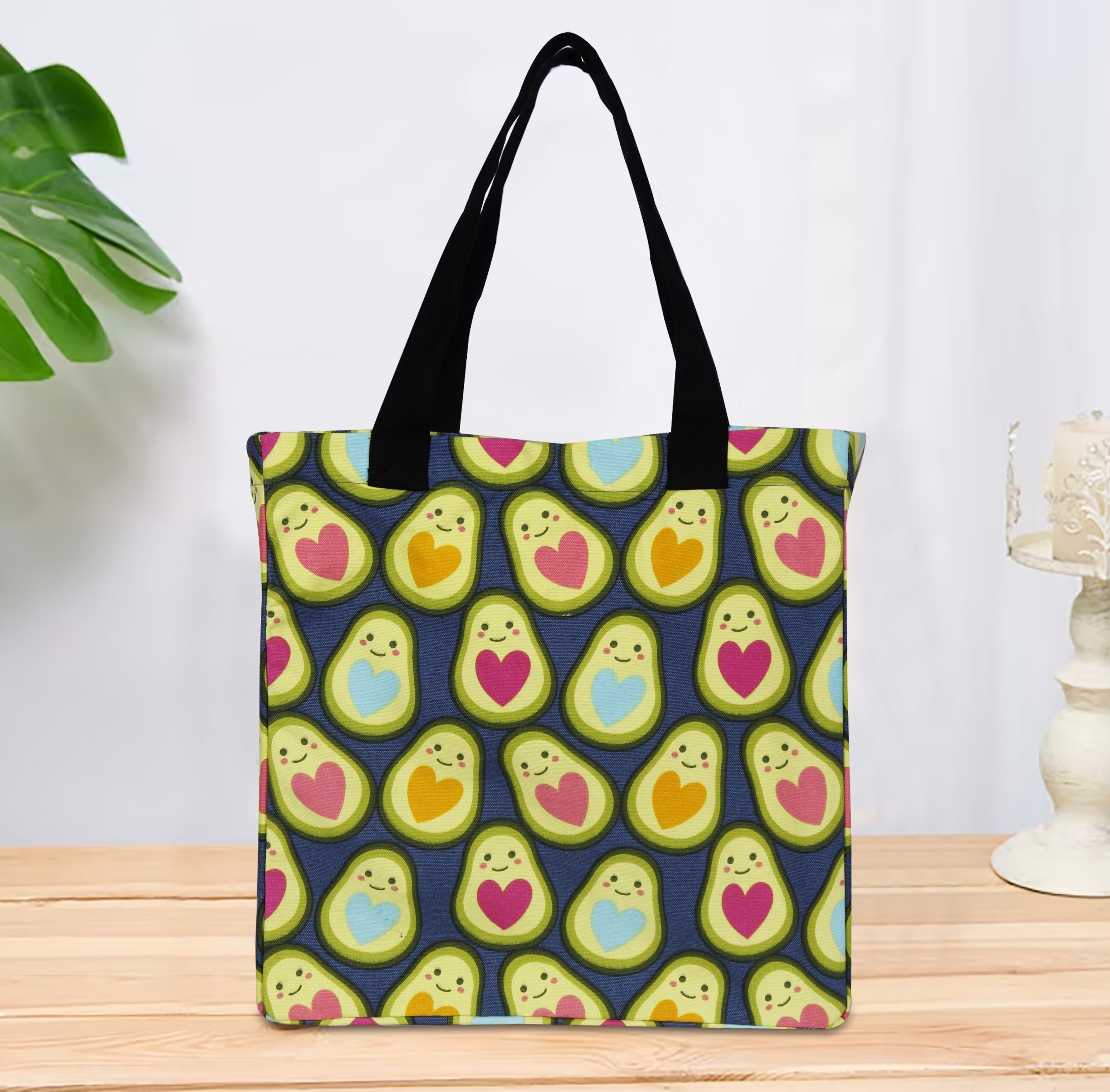 Cotton Canvas Avocado Vibe Digital Printed Shopping Tote Bags