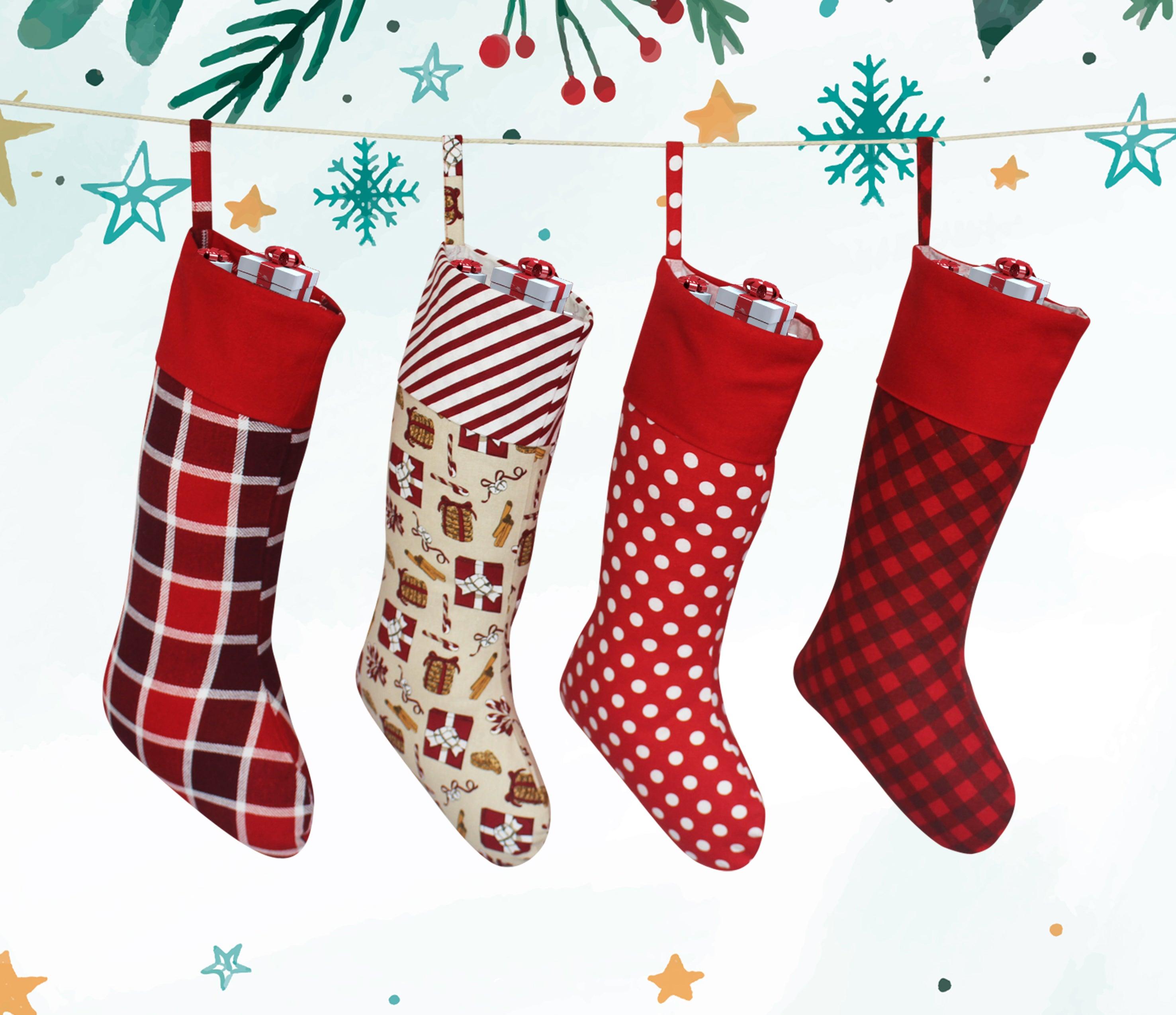 Cotton Xmas Gift Design Stockings Pack of 4