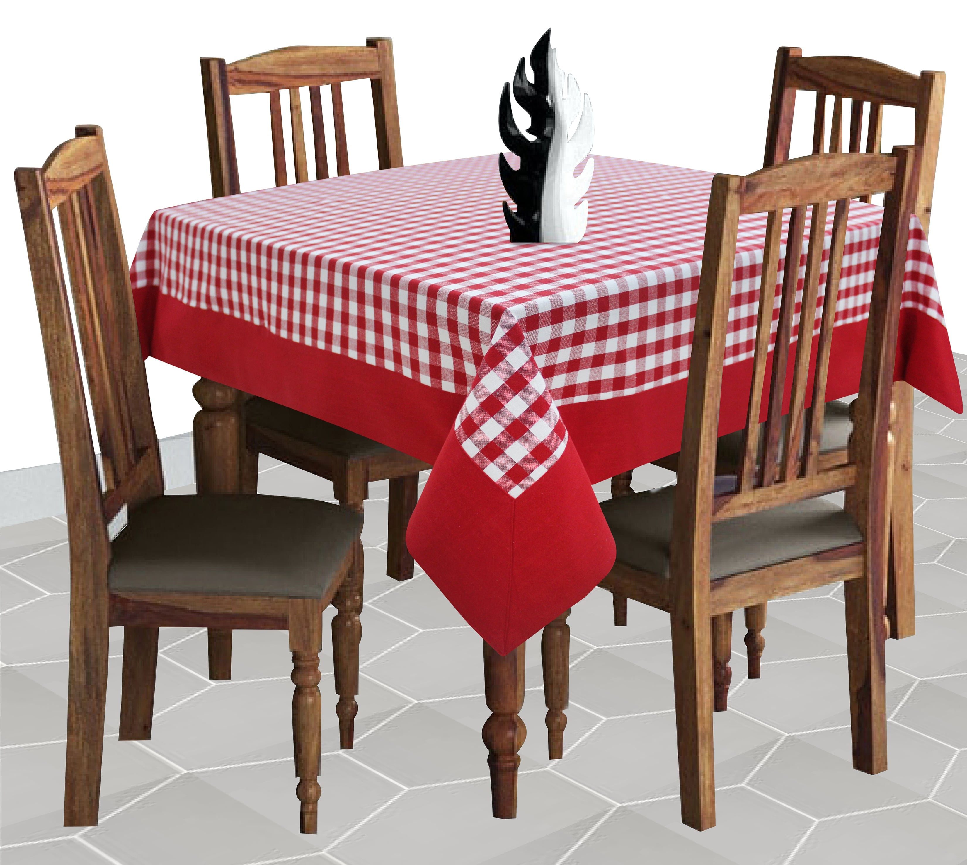 Cotton Gingham Check Red with Border 4 Seater Table Cloths