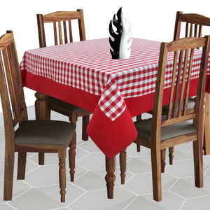 Cotton Gingham Check Red with Border 4 Seater Table Cloths Pack of 1 freeshipping - Airwill