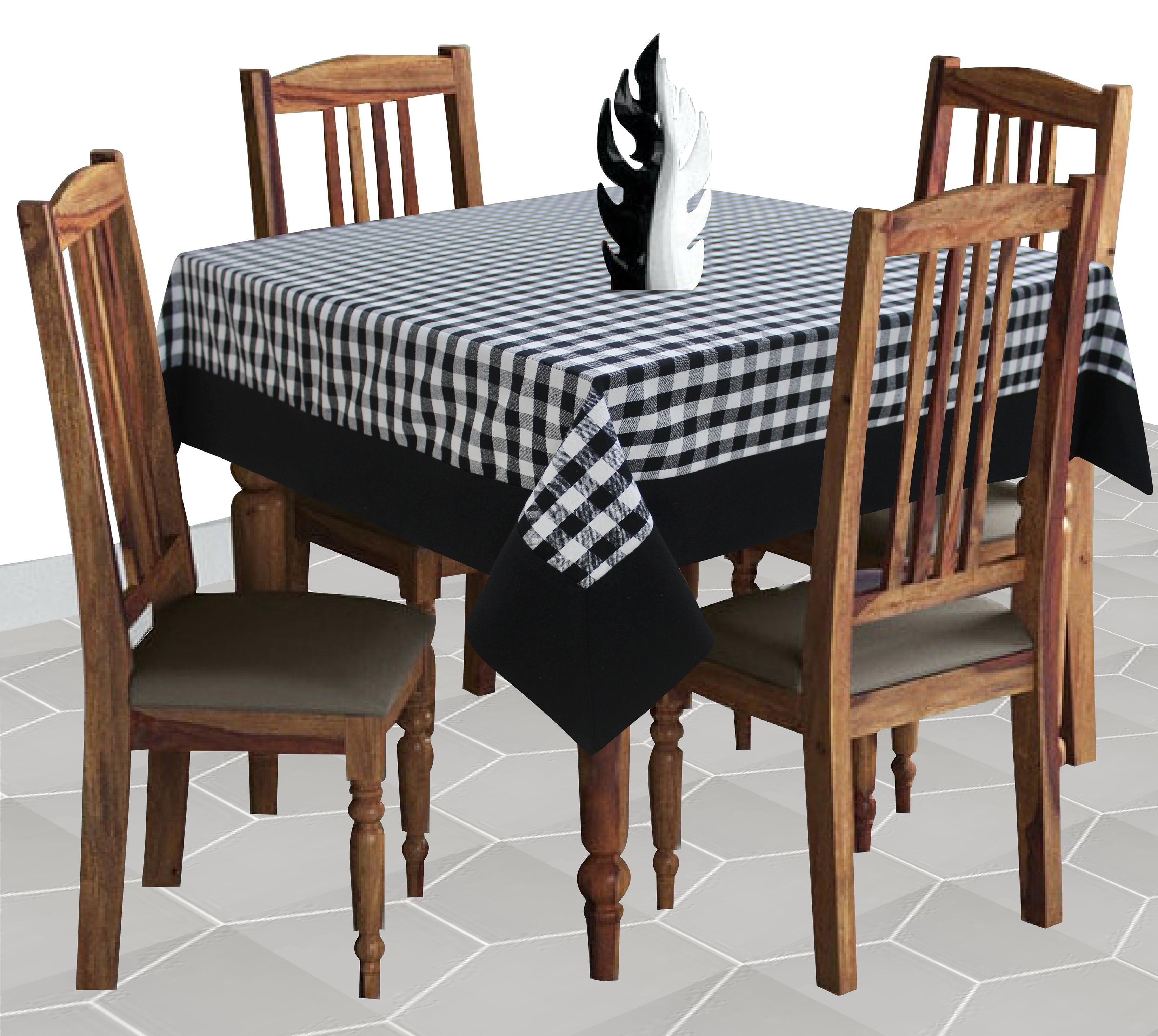 Cotton Gingham Check Black with Border 4 Seater Table Cloths