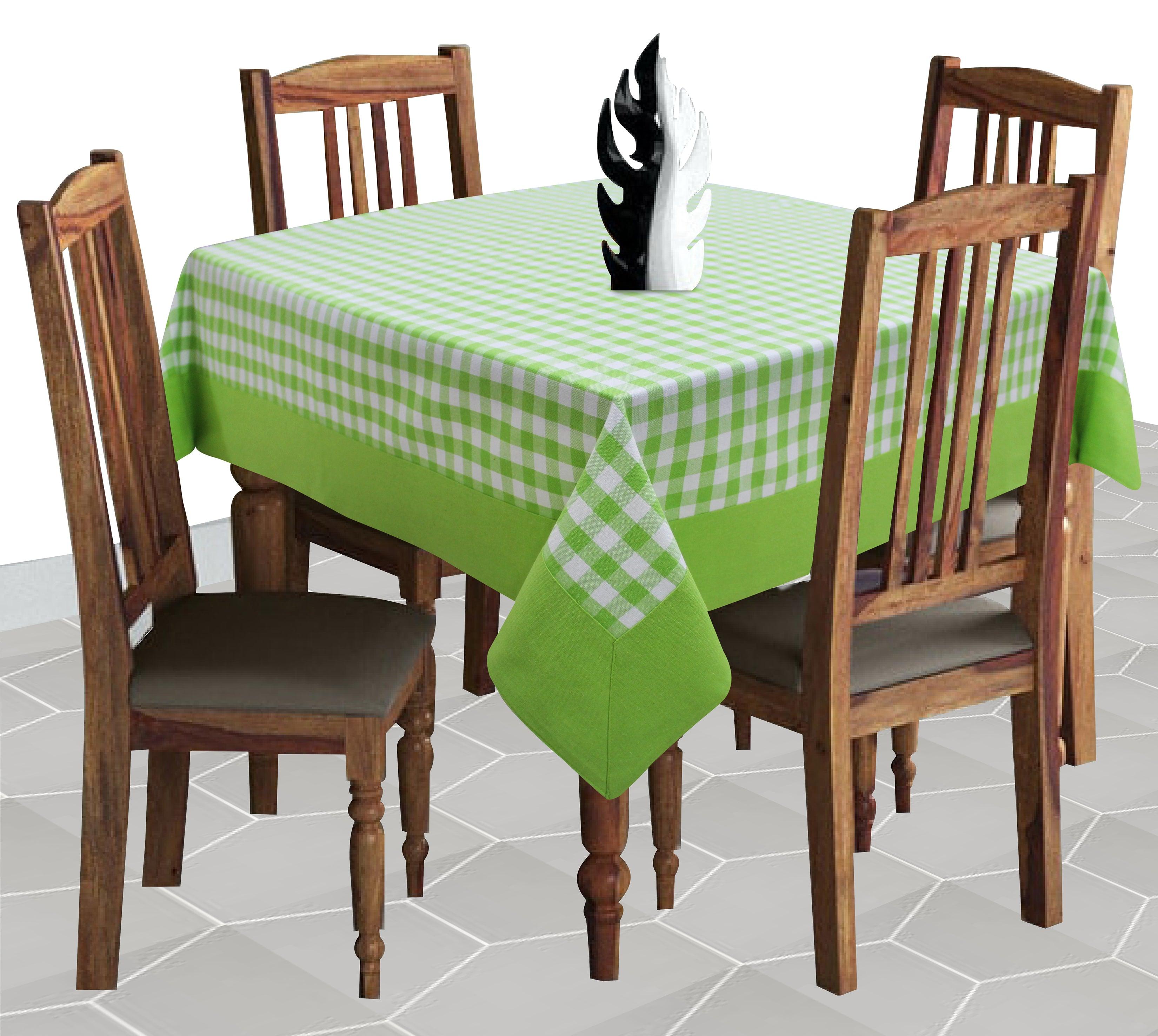 Cotton Gingham Check Green with Border 4 Seater Table Cloths