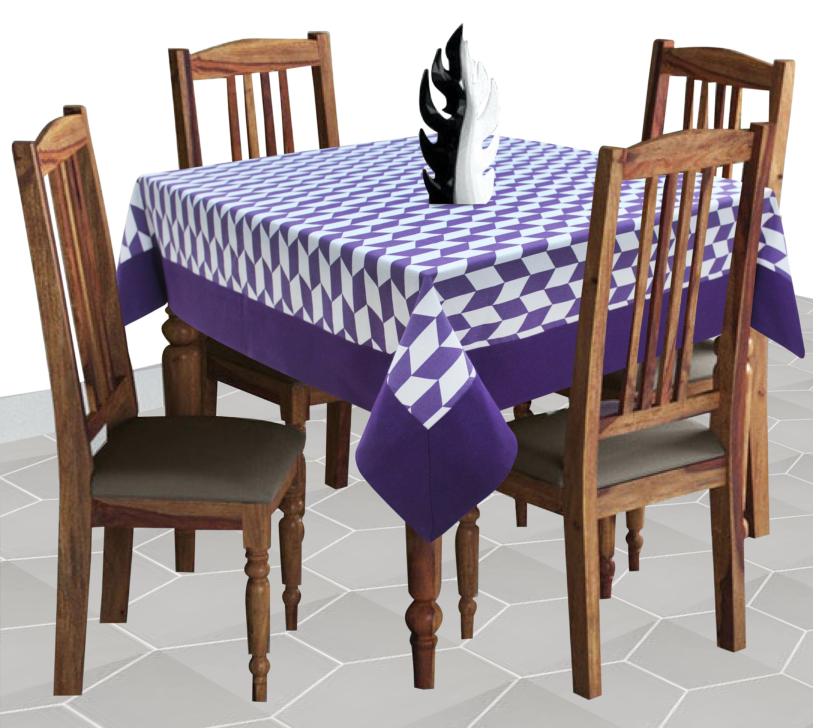 Cotton Classic Diamond Purple with Border 4 Seater Table Cloths