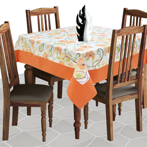 Cotton Orange Floral with Border 4 Seater Table Cloths Pack of 1 freeshipping - Airwill