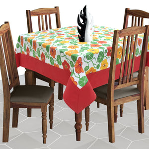 Cotton Green & Orange Floral with Border 4 Seater Table Cloths Pack of 1 freeshipping - Airwill