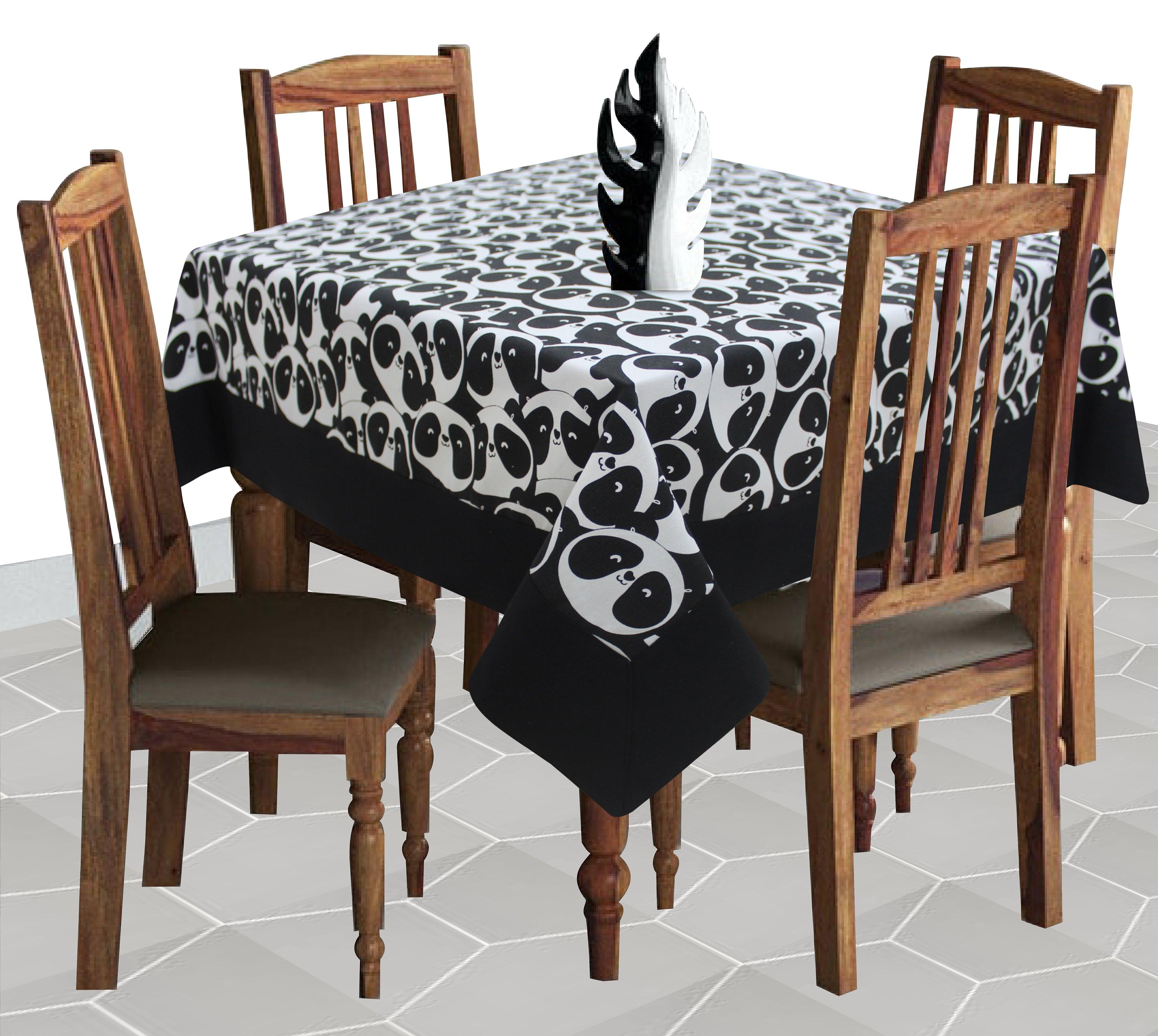 Cotton Black Panda with Border 4 Seater Table Cloths