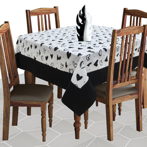 Cotton White Heart with Border 4 Seater Table Cloths Pack of 1 freeshipping - Airwill