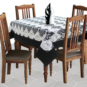 Cotton Black & White Damask with Border 4 Seater Table Cloths pack of 1 freeshipping - Airwill
