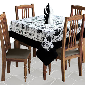 Cotton Wild Animals with Border 4 Seater Table Cloths Pack of 1 freeshipping - Airwill