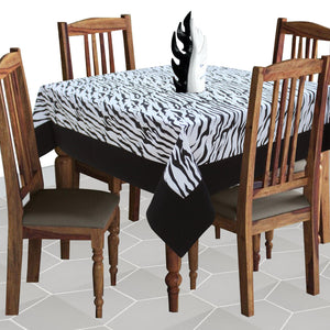 Cotton White Tiger Stripe with Border 4 Seater Table Cloths Pack of 1 freeshipping - Airwill