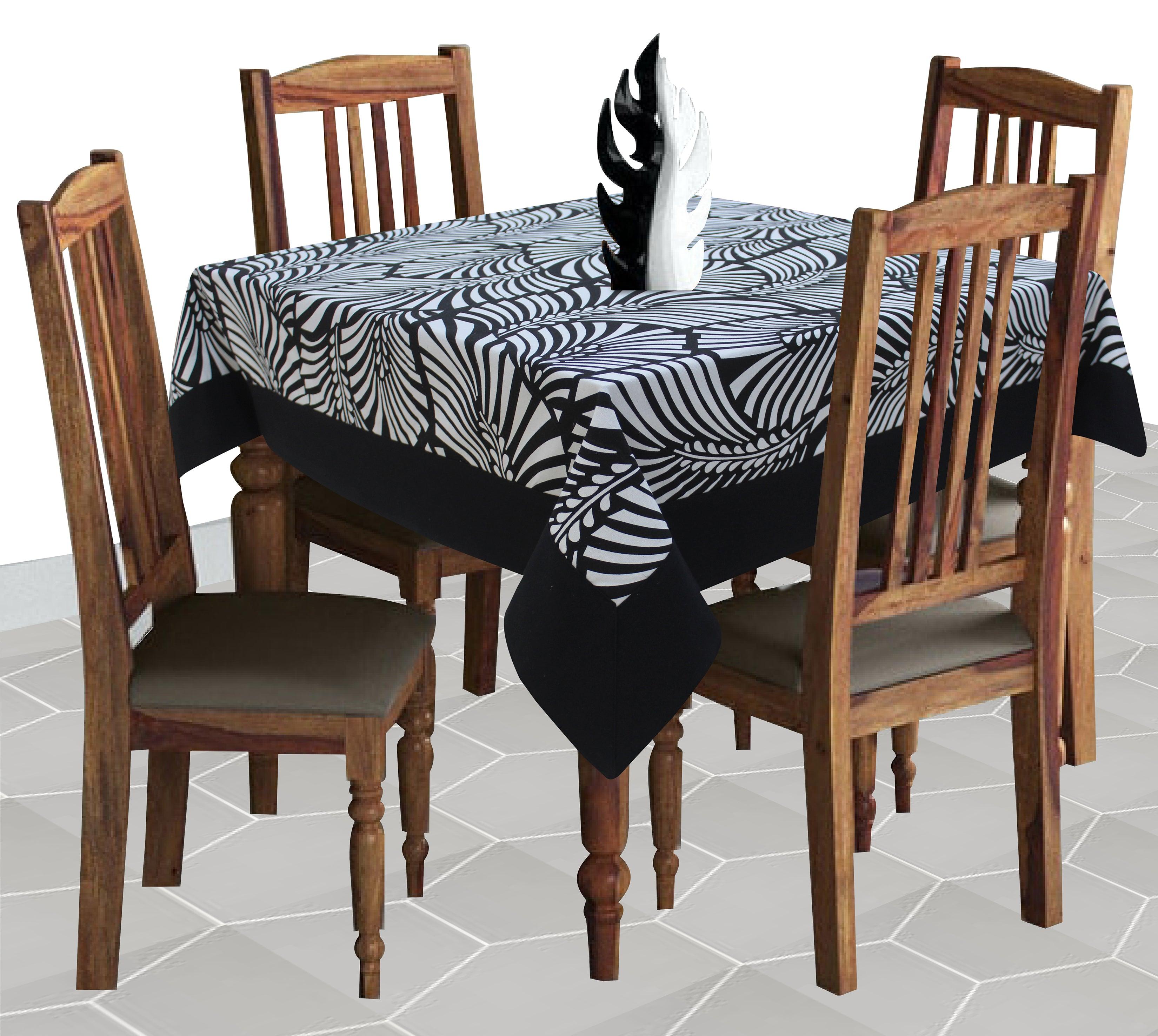 Cotton Black Zebra with Border 4 Seater Table Cloths