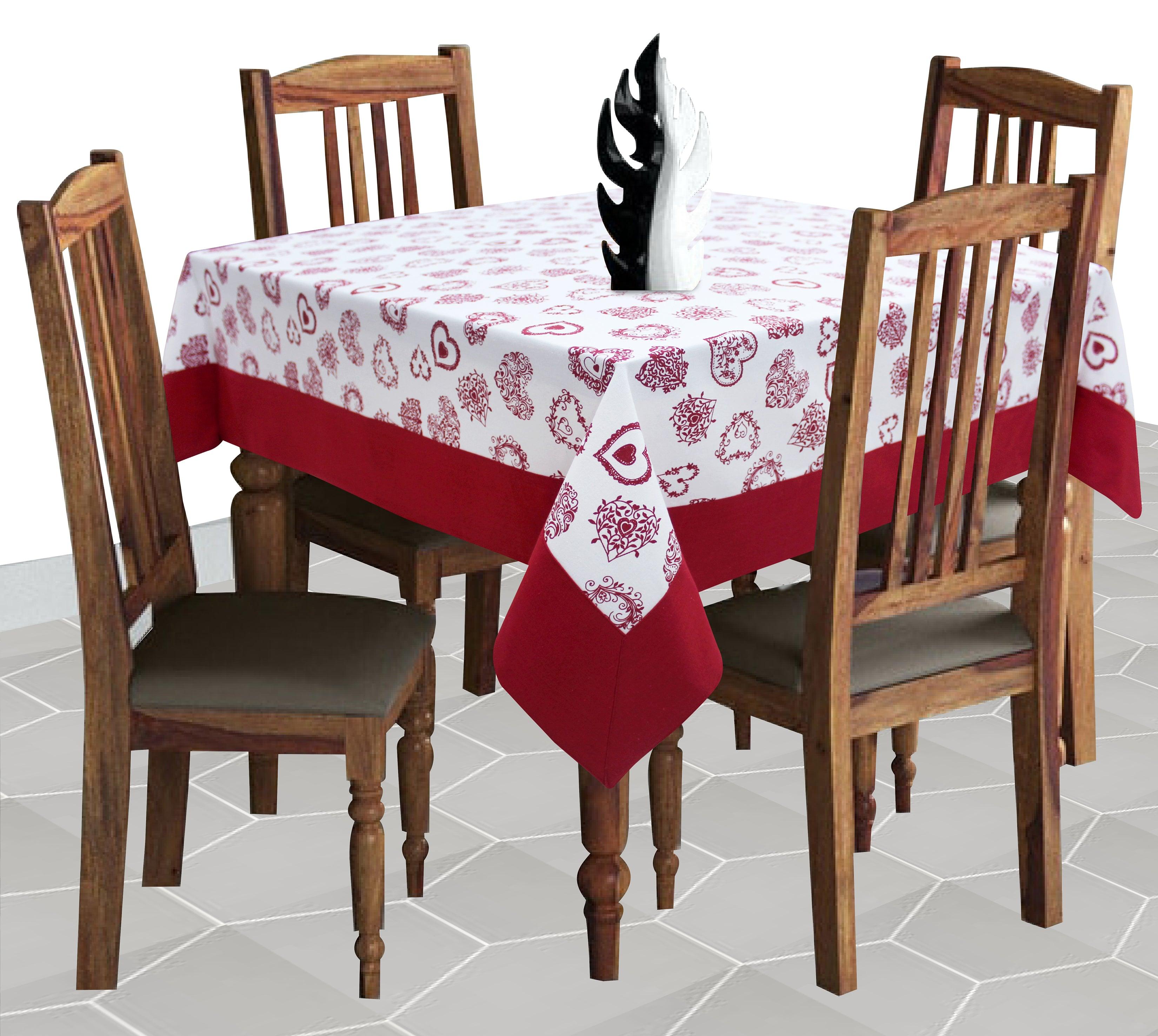 Cotton Red Heart with Border 4 Seater Table Cloths