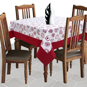 Cotton Red Heart with Border 4 Seater Table Cloths Pack of 1 freeshipping - Airwill