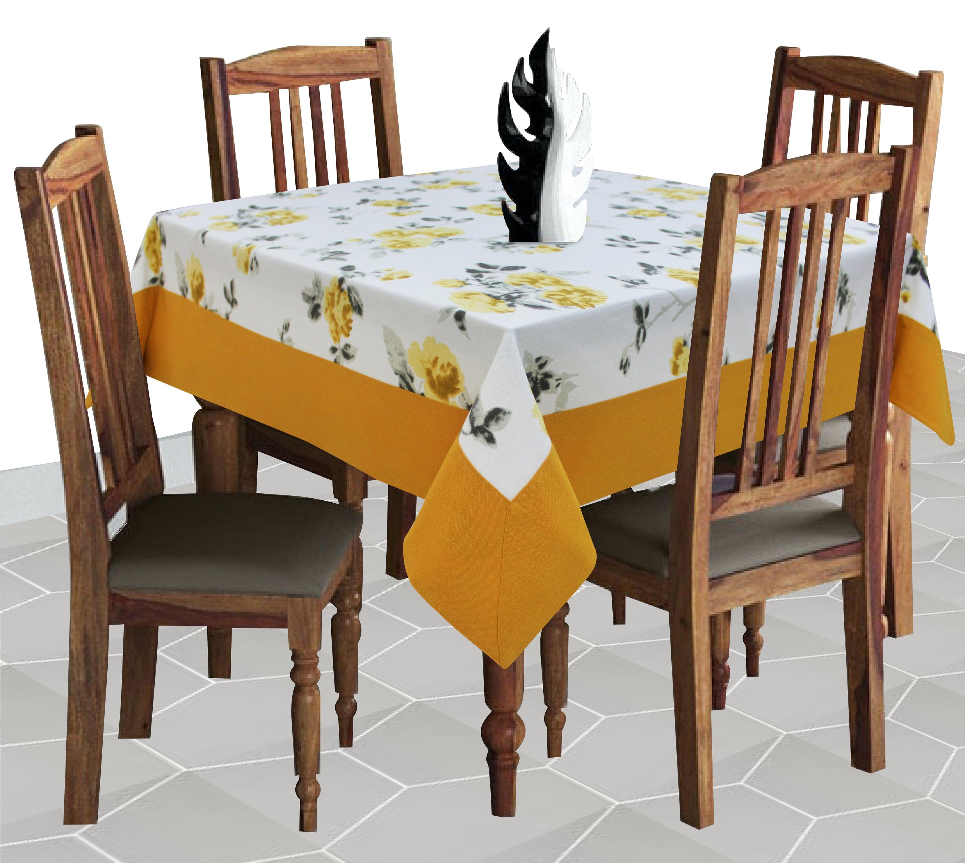 Cotton Elan Flower with Border 4 Seater Table Cloths