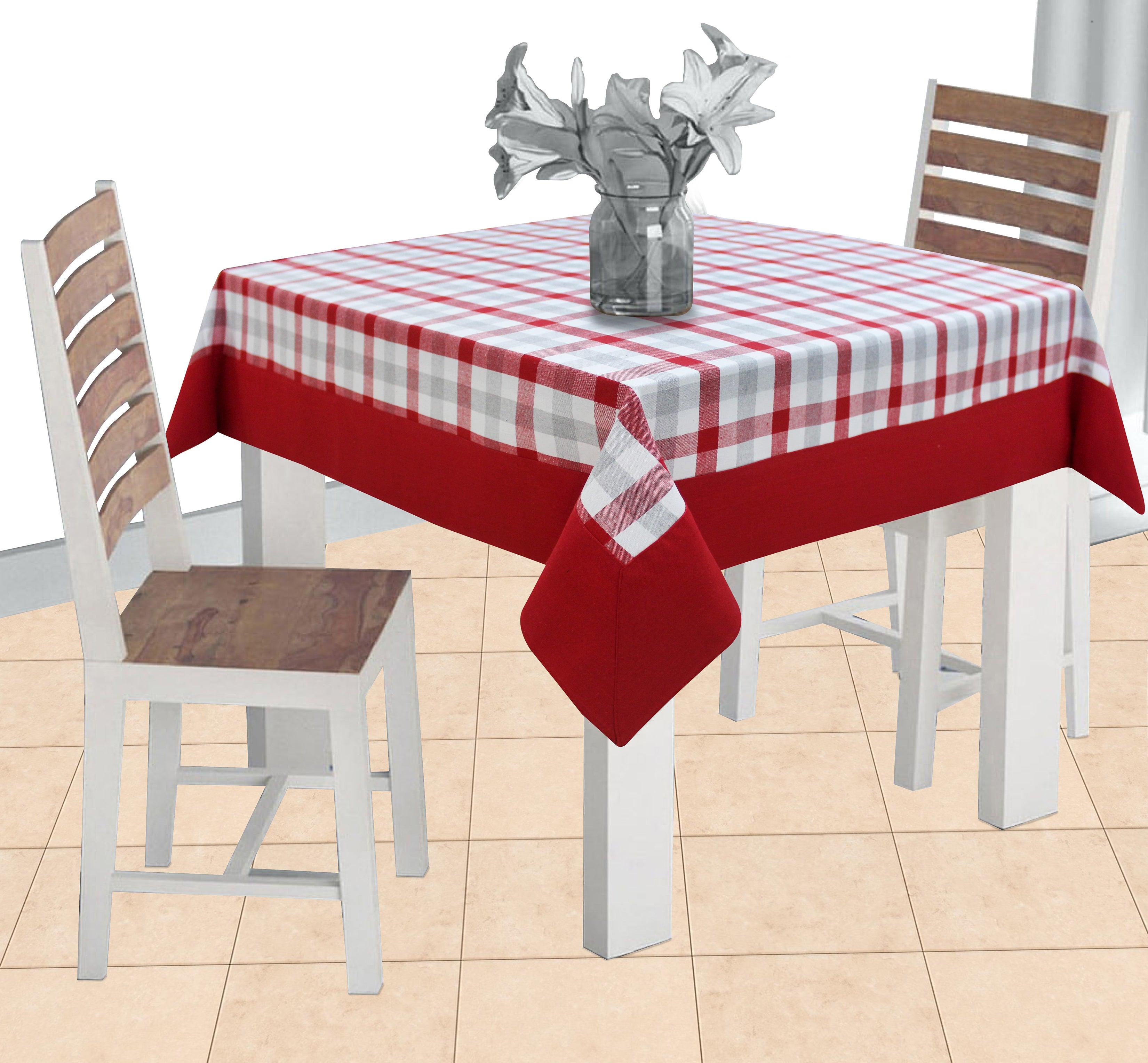 Cotton Lanfranki Red with Attached Border 2 Seaters Table Cloths