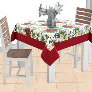 Cotton Maroon Floral with Border 2 Seater Table Cloths Pack of 1 freeshipping - Airwill