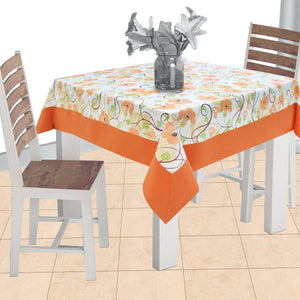 Cotton Orange Floral with Border 2 Seater Table Cloths Pack of 1 freeshipping - Airwill