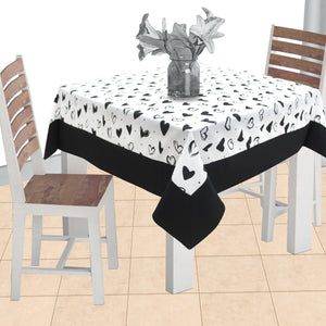 Cotton White Heart with Border 2 Seater Table Cloths Pack of 1 freeshipping - Airwill