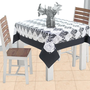 Cotton Black & White Damask with Border 2 Seater Table Cloths Pack of 1 freeshipping - Airwill
