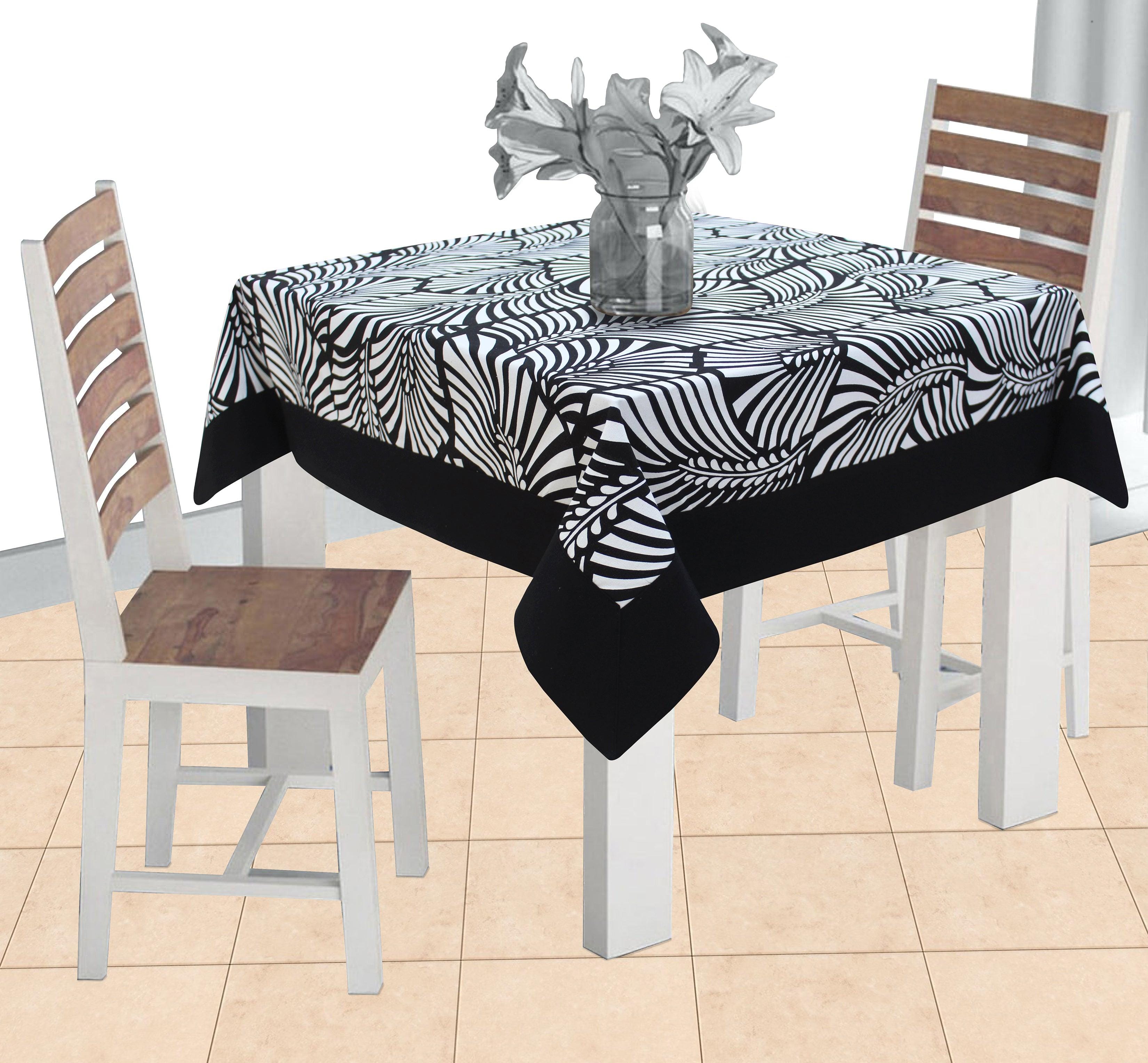 Cotton Black Zebra with Attached Border 2 Seaters Table Cloths