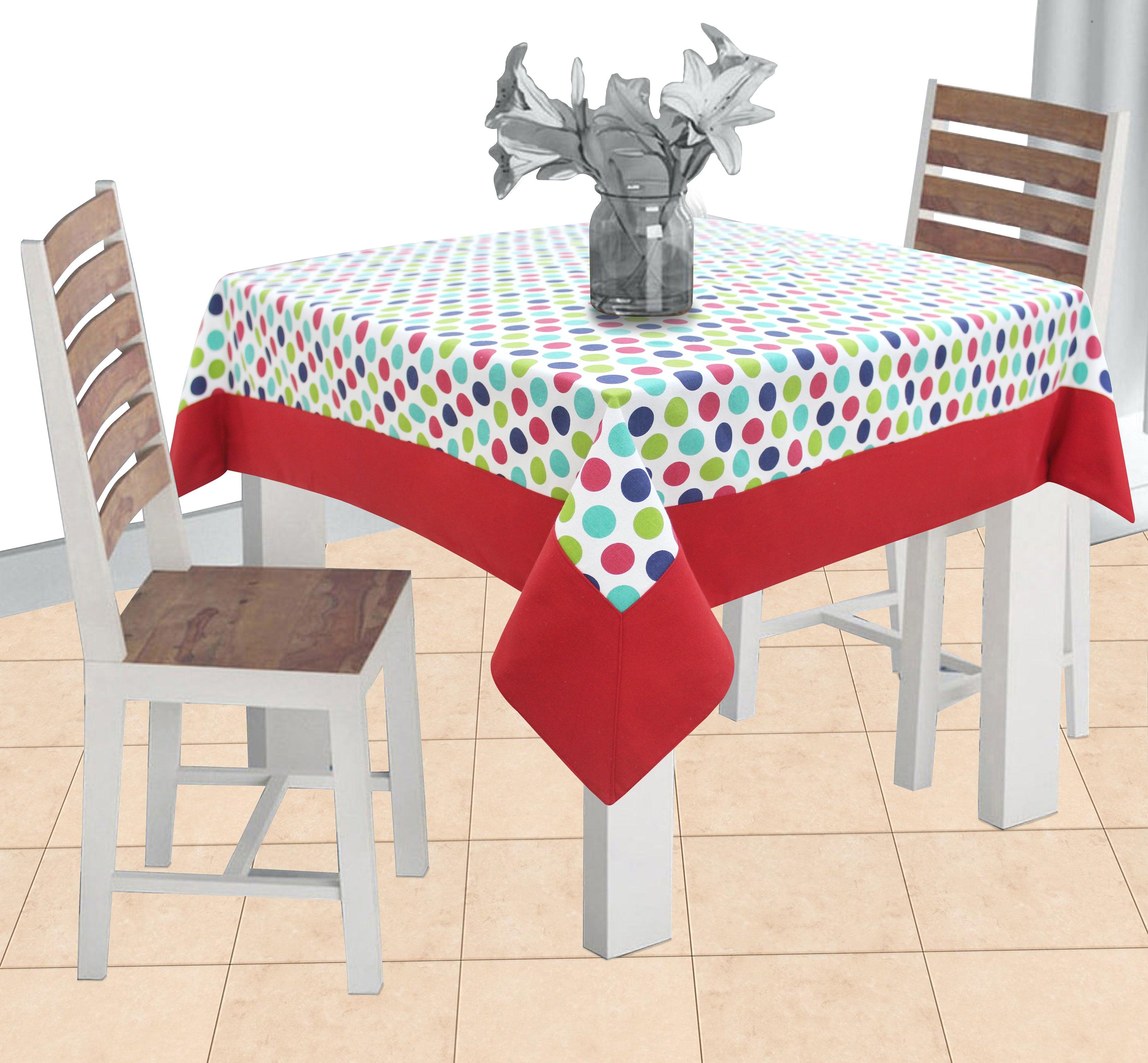 Cotton Singer Dot with Attached Border 2 Seaters Table Cloths