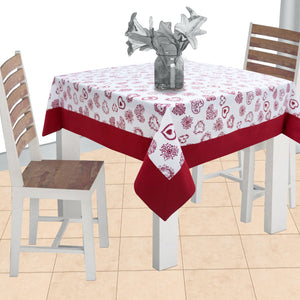 Cotton Red Heart with Border 2 Seater Table Cloths Pack of 1 freeshipping - Airwill