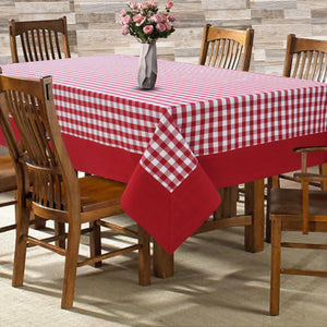 Cotton Gingham Check Red with Border 6 Seater Table Cloths Pack of 1 freeshipping - Airwill