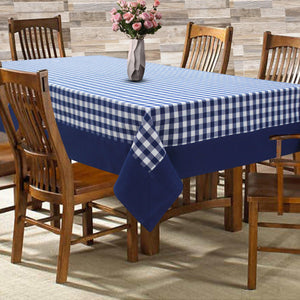 Cotton Gingham Check Blue with Border 6 Seater Table Cloths Pack of 1 freeshipping - Airwill
