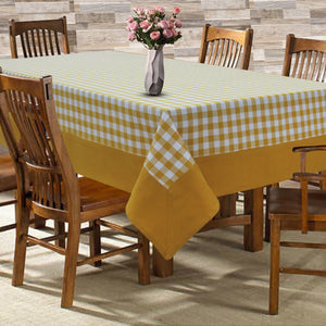 Cotton Gingham Check Yellow with Border 6 Seater Table Cloths Pack of 1 freeshipping - Airwill