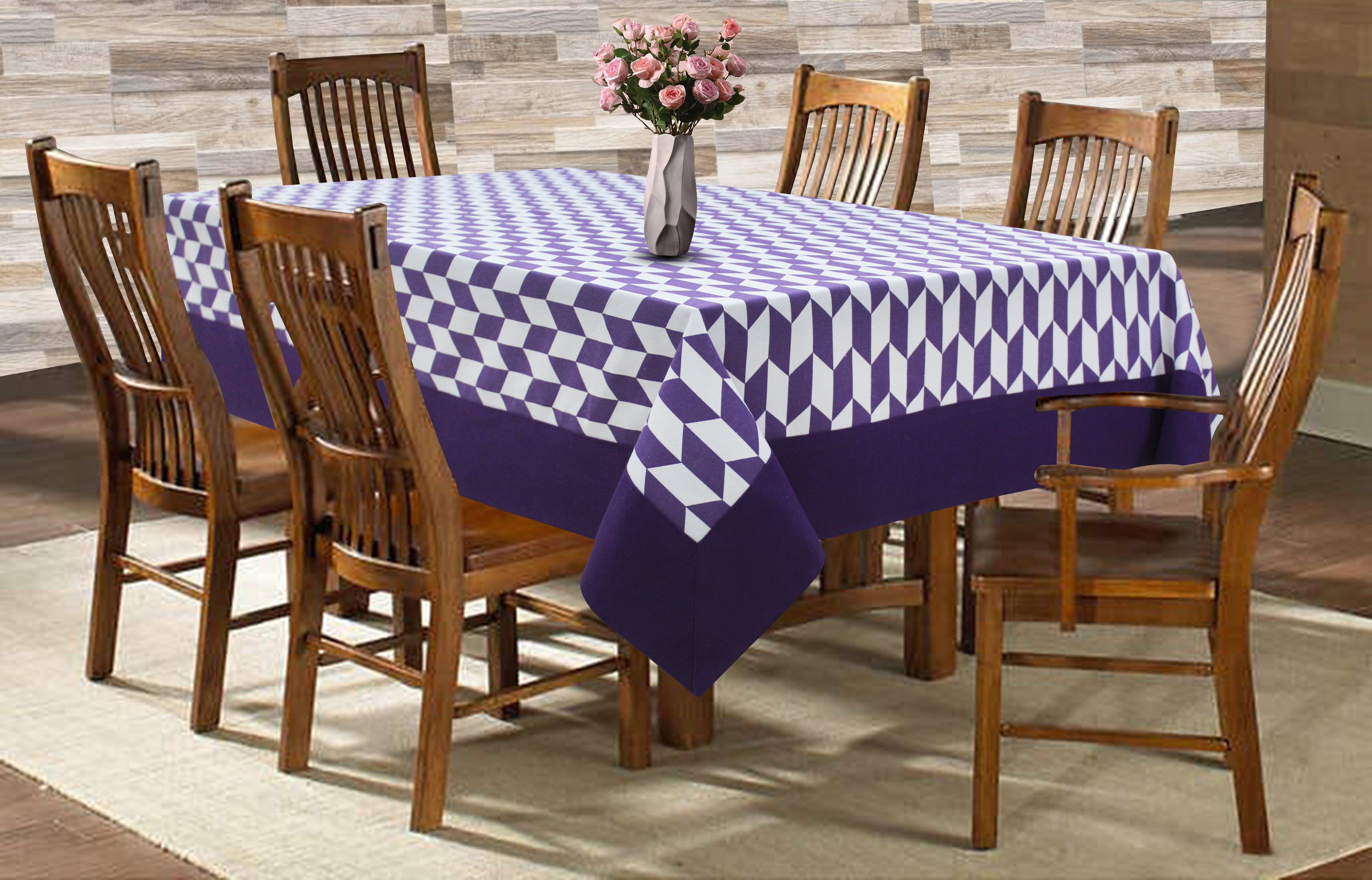 Cotton Classic Diamond Purple with Border 6 Seater Table Cloths