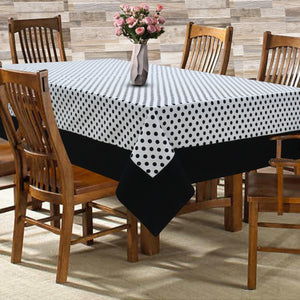 Cotton White Polka Dot with Border 6 Seater Table Cloths Pack of 1 freeshipping - Airwill