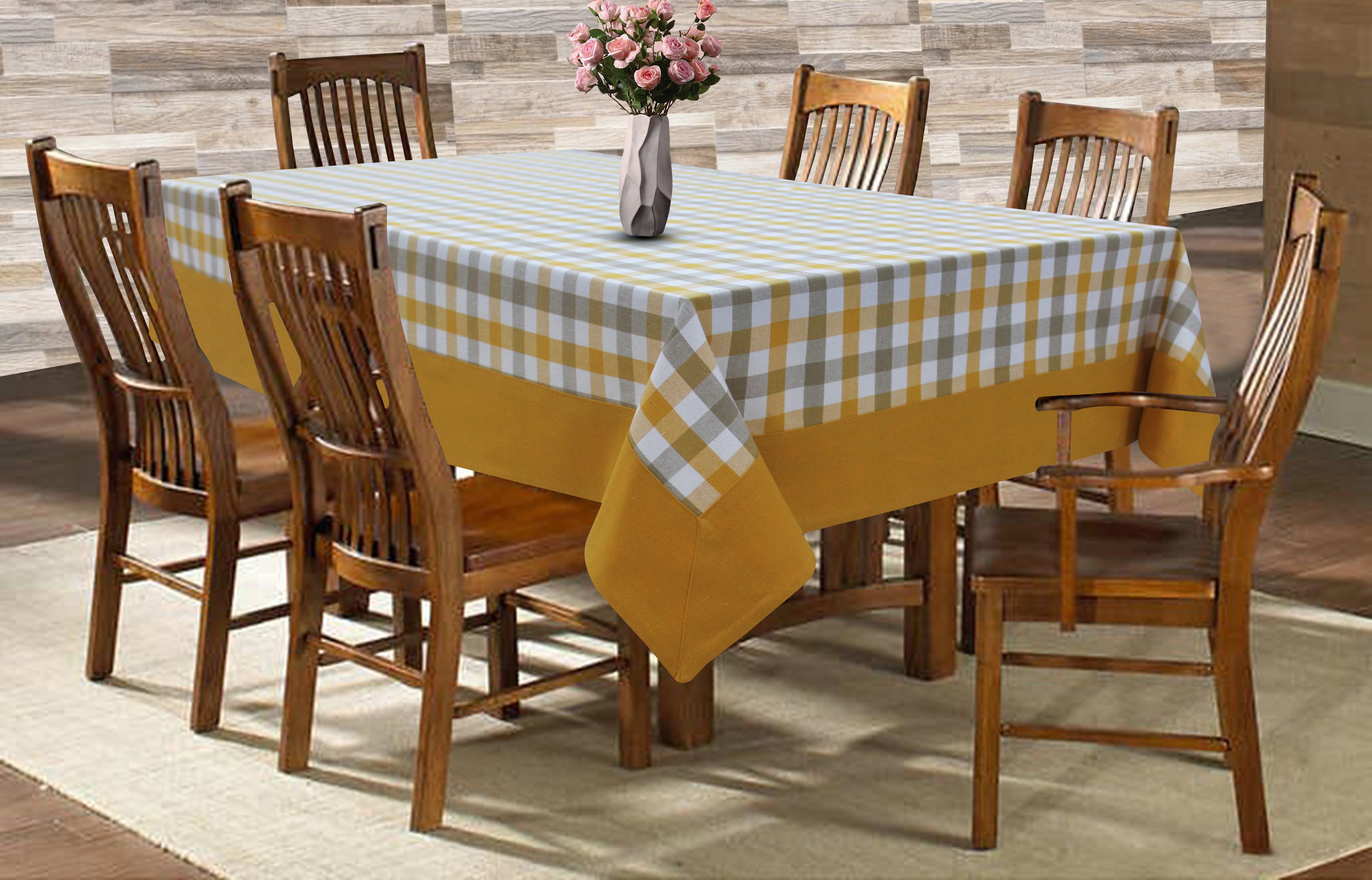 Cotton Lanfranki Yellow with Border 6 Seater Table Cloths