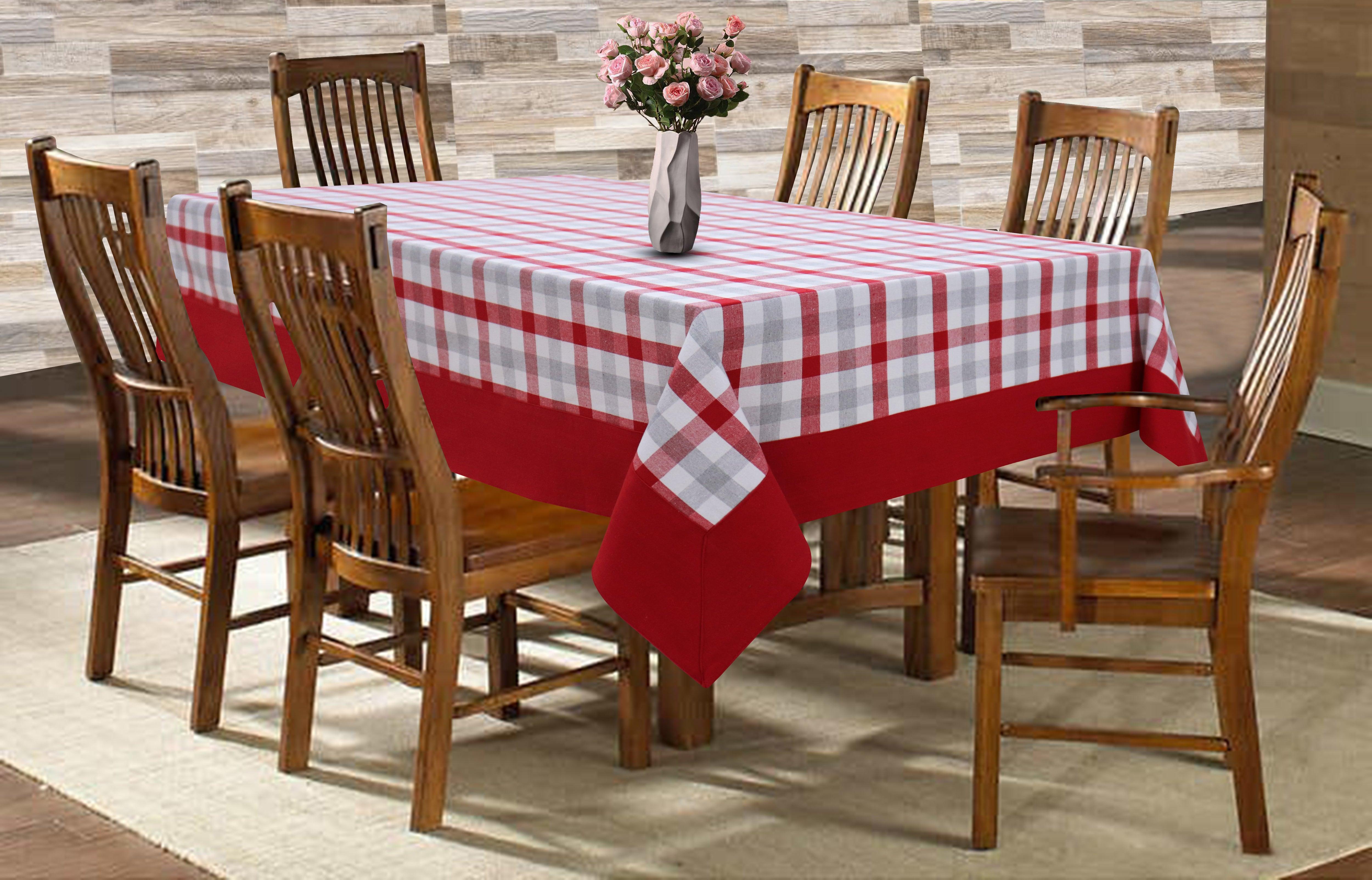 Cotton Lanfranki Red with Border 6 Seater Table Cloths