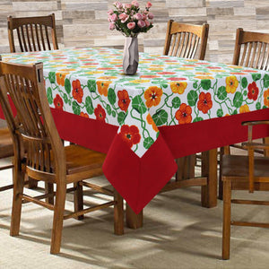 Cotton Green & Orange Floral with Border 6 Seater Table Cloths Pack of 1 freeshipping - Airwill