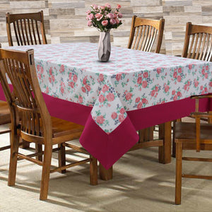 Cotton Small Pink Rose with Border 6 Seater Table Cloths Pack of 1 freeshipping - Airwill
