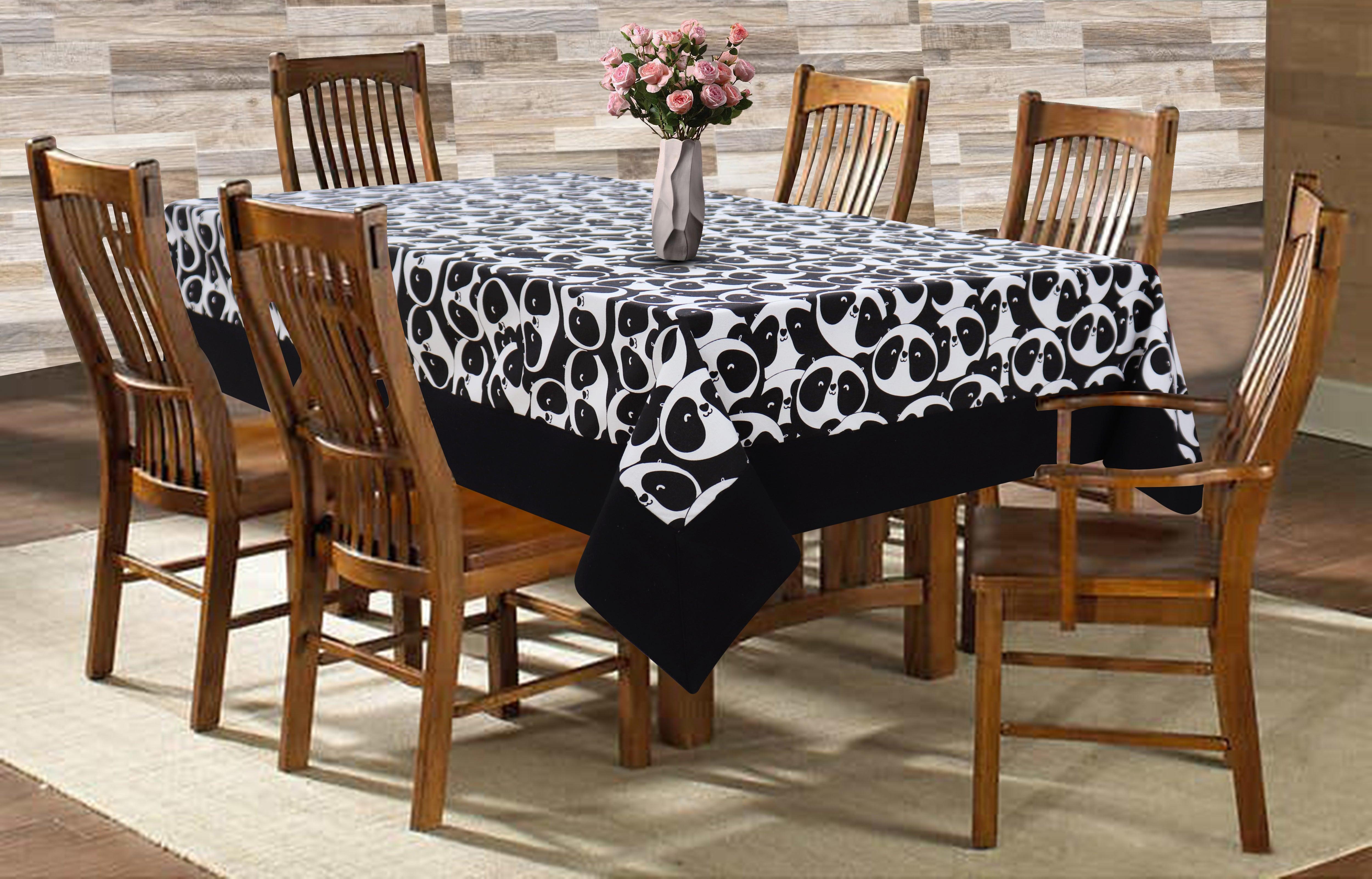 Cotton Black Panda with Border 6 Seater Table Cloths