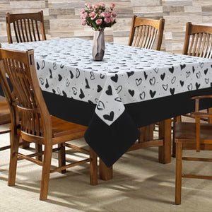Cotton White Heart with Border 6 Seater Table Cloths Pack of 1 freeshipping - Airwill