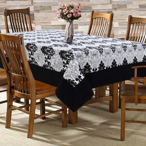 Cotton Black & White Damask with Border 6 Seater Table Cloths Pack of 1 freeshipping - Airwill