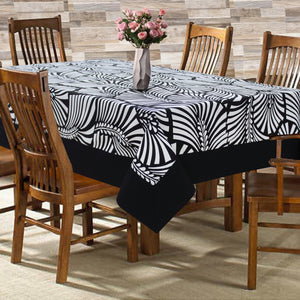 Cotton Black Zebra with Border 6 Seater Table Cloths Pack of 1 freeshipping - Airwill