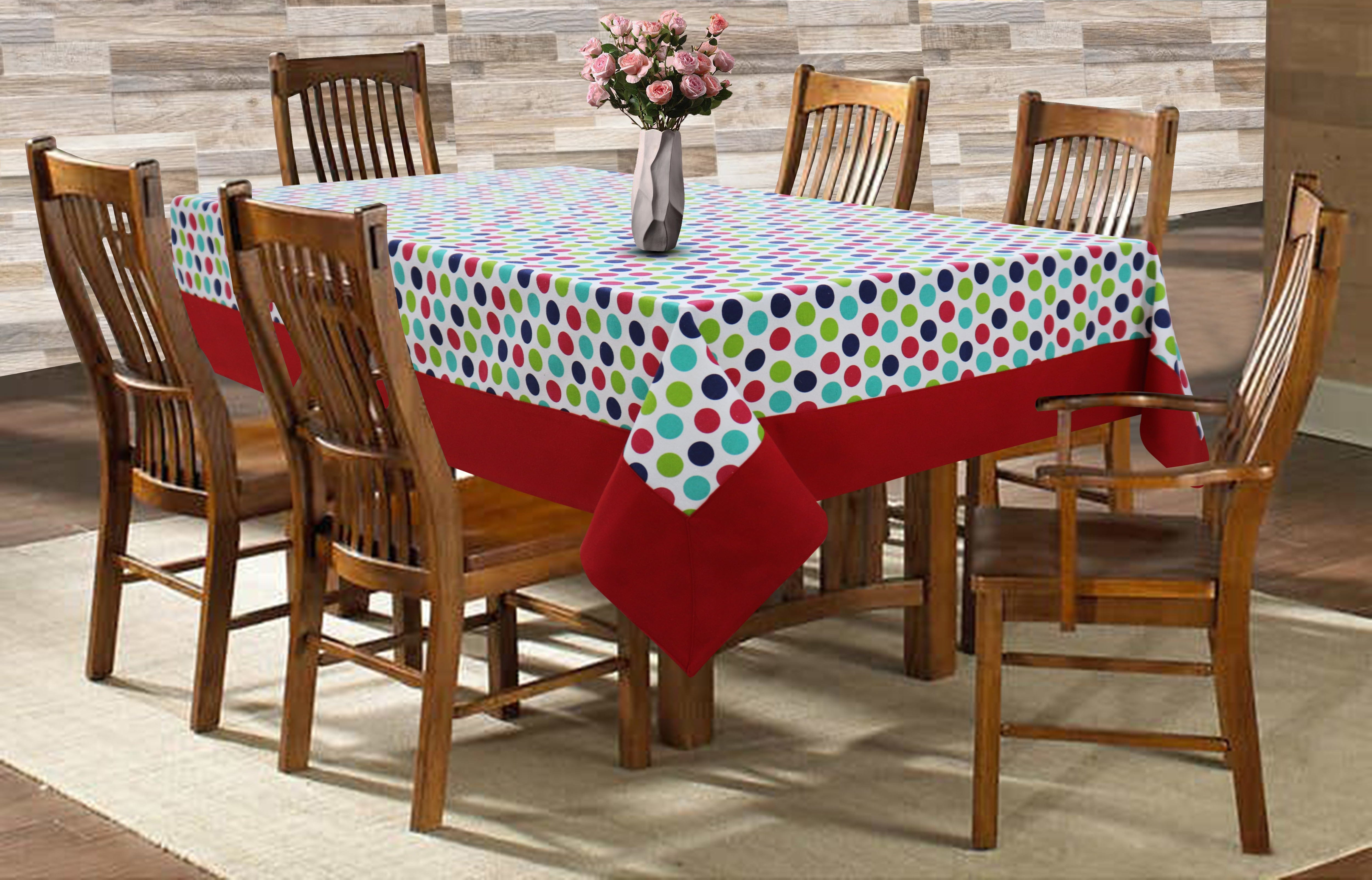 Cotton Singer Dot with Border 6 Seater Table Cloths