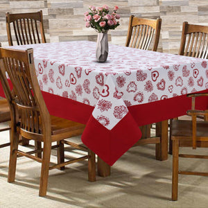 Cotton Red Heart with Border 6 Seater Table Cloths Pack of 1 freeshipping - Airwill