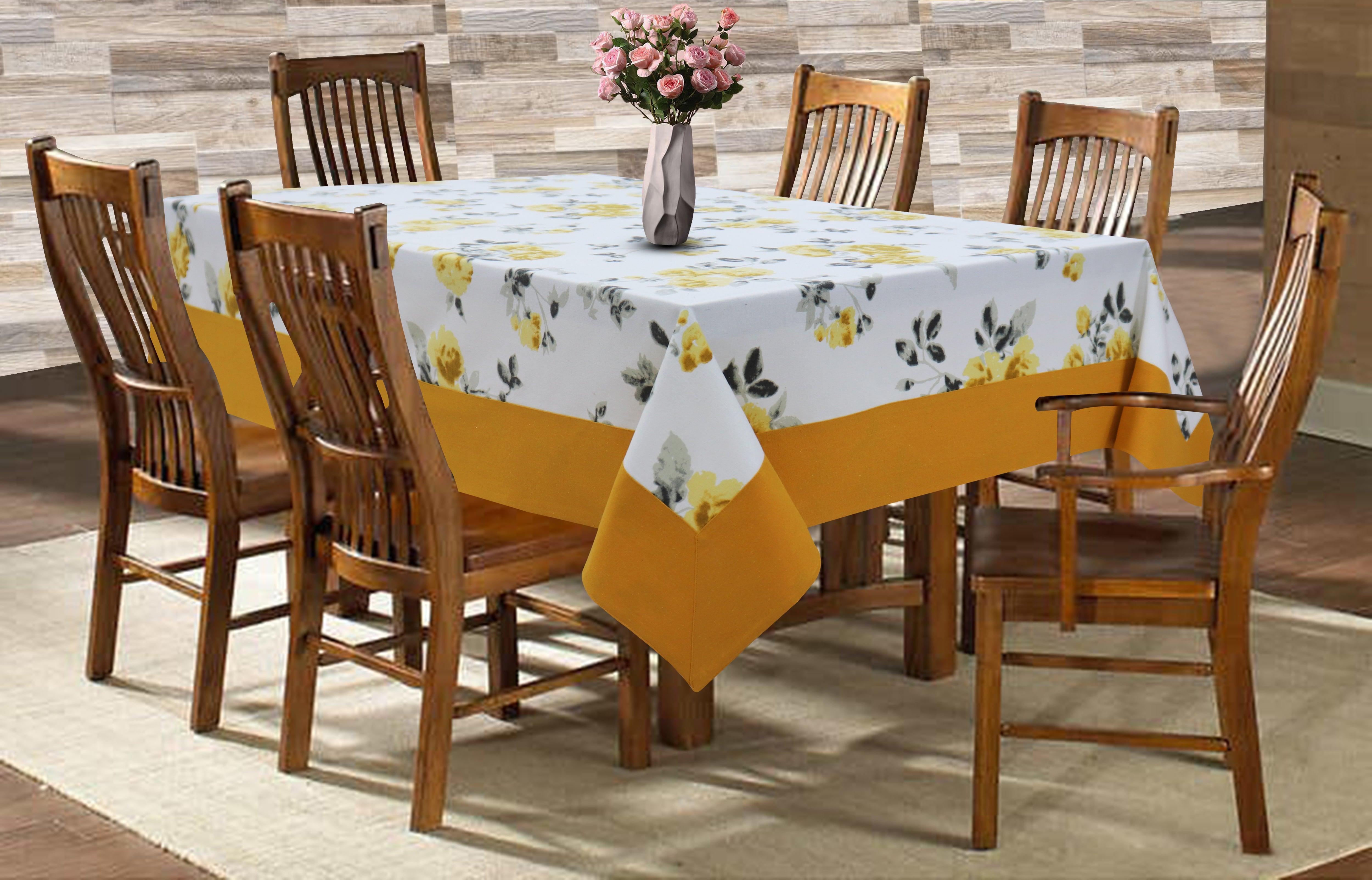 Cotton Elan Flower with Border 6 Seater Table Cloths