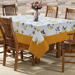 Cotton Elan Flower with Border 6 Seater Table Cloths Pack of 1 freeshipping - Airwill